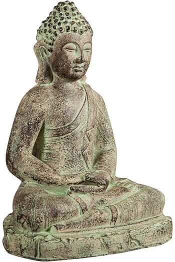 Statuette De Bouddha En Plâtre Peint Finition Antique X1709 1