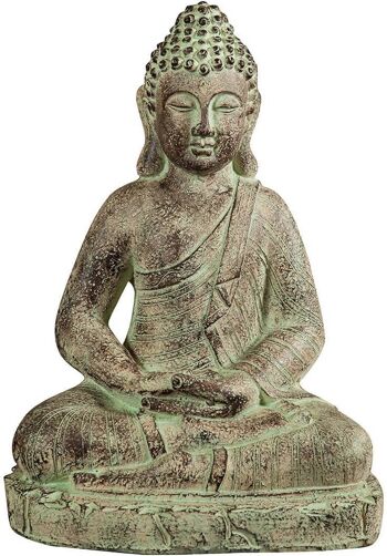 Statuette De Bouddha En Plâtre Peint Finition Antique X1709 2