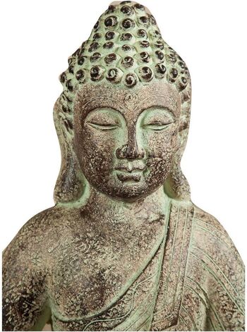 Statuette De Bouddha En Plâtre Peint Finition Antique X1709 3