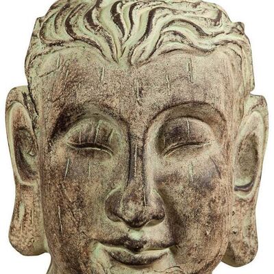 Testa Di Buddha In Gesso Dipinto Finitura Anticata  X1708