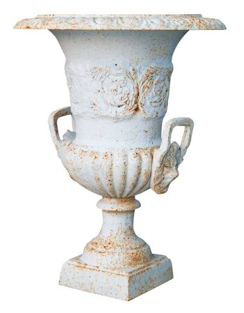 Vase avec anses en fonte finition blanche G0460 1