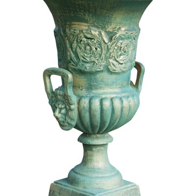 Vaso Con Manici In Fusione Di Ghisa Finitura Verde G0124