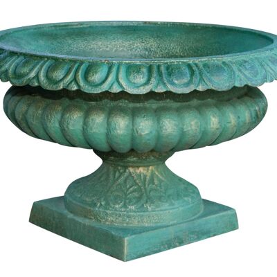 Vaso In Fusione Di Ghisa Finitura Verde Bronzato Antic G0456