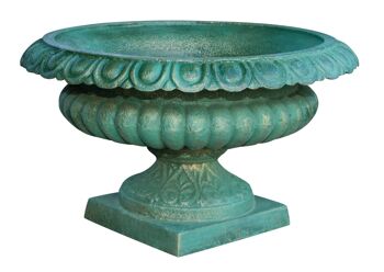 Vase en fonte vert bronzé finition antique G0456 1