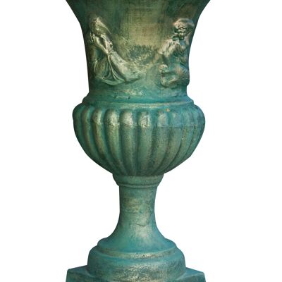 Vaso In Fusione Di Ghisa Finitura Verde Bronzato G0249