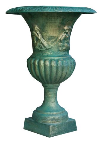 Vase En Fonte Vert Finition Bronzée G0249 1