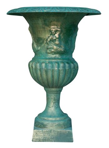 Vase En Fonte Vert Finition Bronzée G0249 2