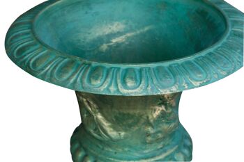 Vase En Fonte Vert Finition Bronzée G0249 3