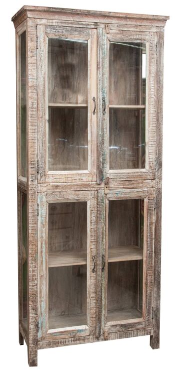 Vitrine En Bois Massif Recyclé Finition Antique L6180 1