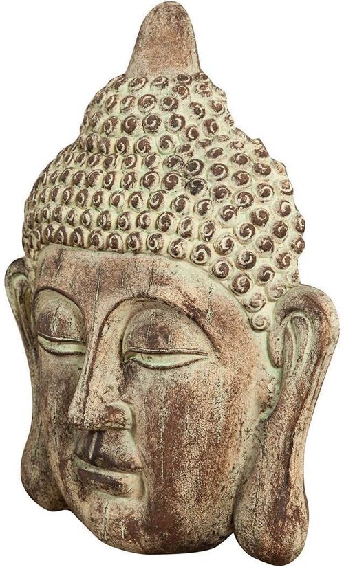 Volto Di Buddha In Gesso Dipinto Finitura Anticata