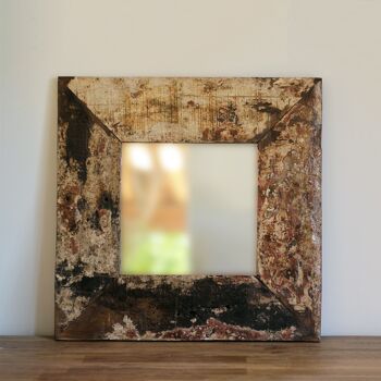 Grand miroir carré en bois de bateau - 60x60 cm 2