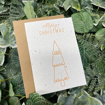 Christmas Gold tree plantable card