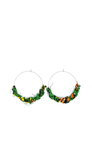 Boucles d'oreilles "Kreyol " vert jaune - M