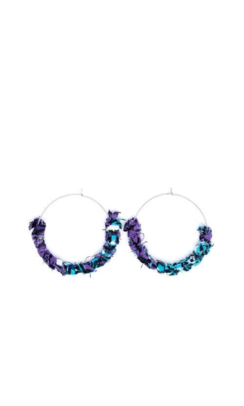 Boucles d'oreille "Kreyol " turquoise violet - M