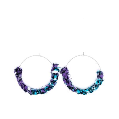 Boucles d'oreille "Kreyol " turquoise violet - M