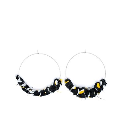 Boucles d'oreilles "Kreyol " noir blanc - M