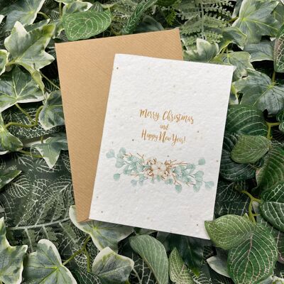 Christmas happy new year plantable card