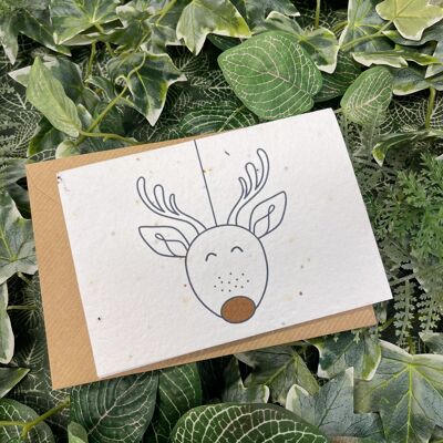 Christmas Reindeer plantable card