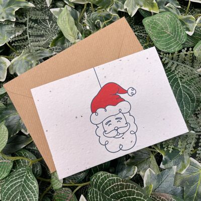 Christmas Santa face plantable card