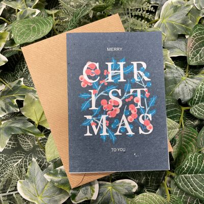 Christmas text dark background plantable card