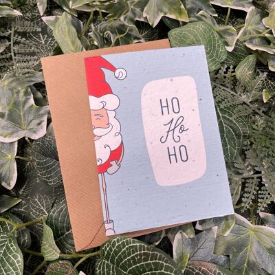 Christmas ‘hohoho’ Santa side plantable card