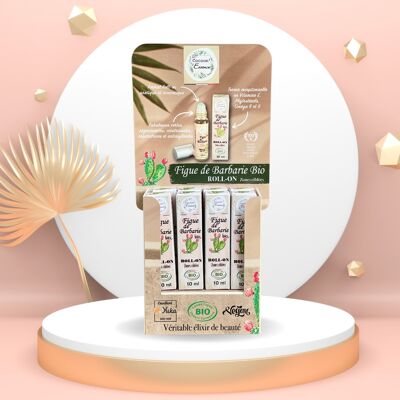 Présentoir de comptoir + 8 Rolls-on Zones Ciblées Figue de Barbarie Bio Cocoon'Essence - certifiés Bio Cosmos organic