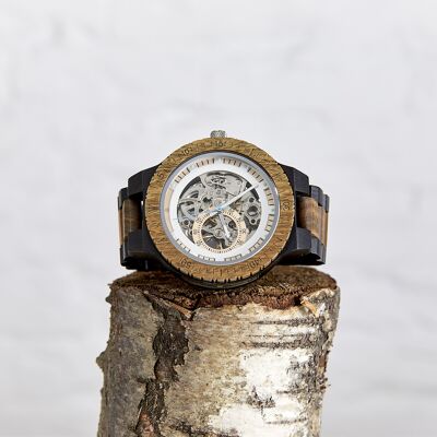 The Hemlock - Orologio meccanico in legno vegano fatto a mano