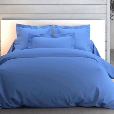 Housse de couette Percale 240x260 Bleu océan