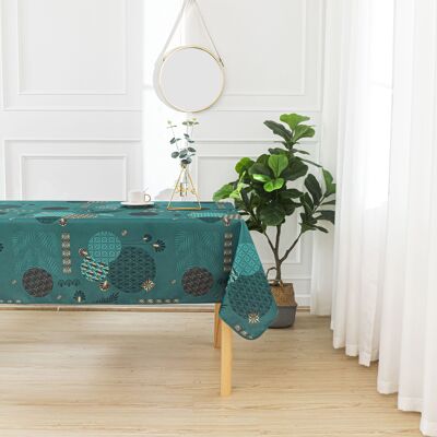 Nappe imprimée Vickie bleu paon Ronde 160cm