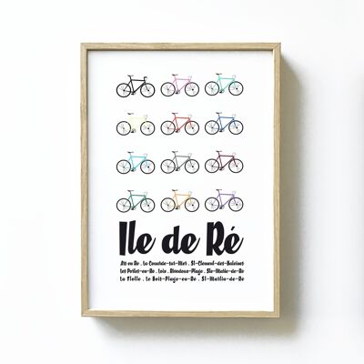 Affiche Ile de ré "Les Vélos" - Format A3