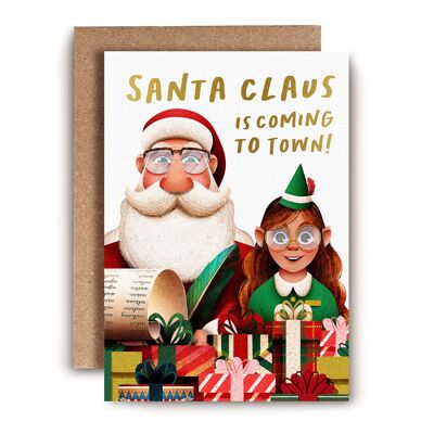 Santa & Elf Christmas Card