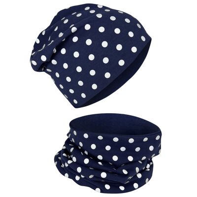 HECKBO children's hat & loop scarf set - reflective dots - 360° reflectors - 2-8 years - 95% cotton - soft & easy-care stretch material - girls boys boys beanie