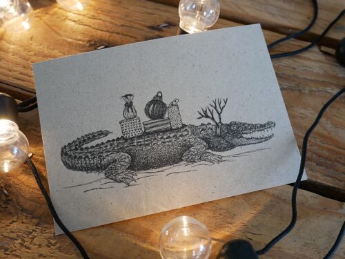 Weihnachtskarte Krokodil