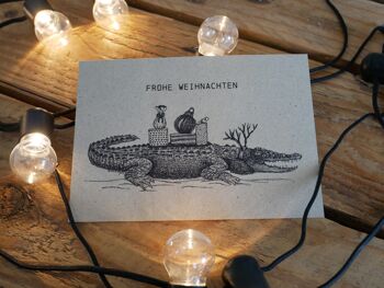 Carte de Noël crocodile avec lettrage 2
