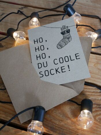 Carte de Noël "Ho, Ho, Ho, you cool sock" 2