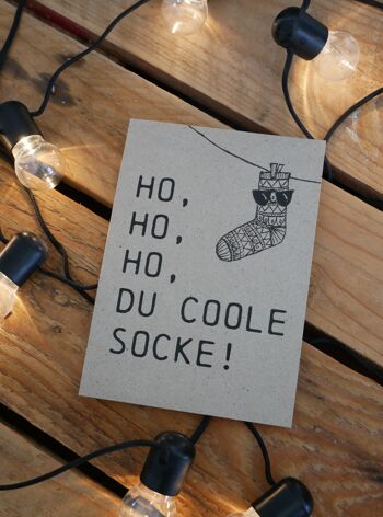 Carte de Noël "Ho, Ho, Ho, you cool sock" 3