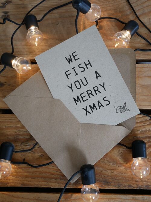 Weihnachtskarte "We fish you a merry Christmas"