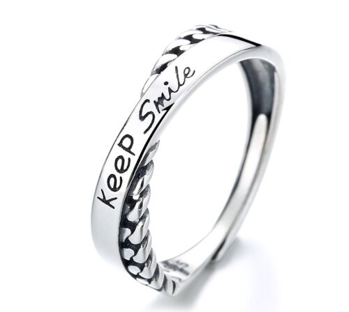 S925 Keep smile open ring