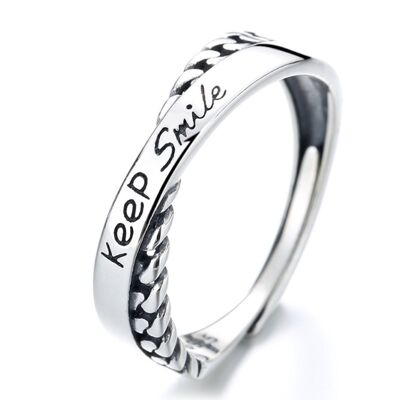 S925 Keep smile open ring