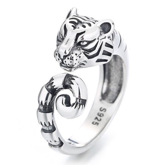 S925 Sterling Silver tiger open ring A