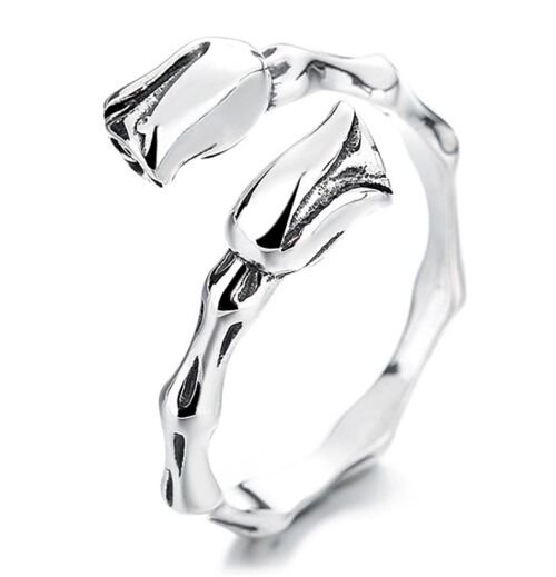S925 sterling silver tulip open ring