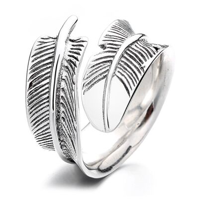 S925 Sterling Silver feather open ring