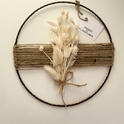 Getrockneter Blumenkranz | Blumenstrauß Kranz | Weiß | 20 cm