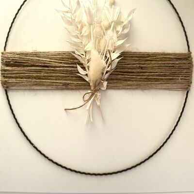 Corona di fiori secchi | Corona di mazzi | bianco | 30 cm