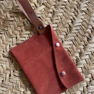 Artisan Clutch Bag - Hergestellt aus 100% natürlichem Wildleder, 1,4 mm dickes Leder - gegen Wasser behandelt - es ist wasserdicht. Opplav solnedgang Wildleder.(Koralle)
