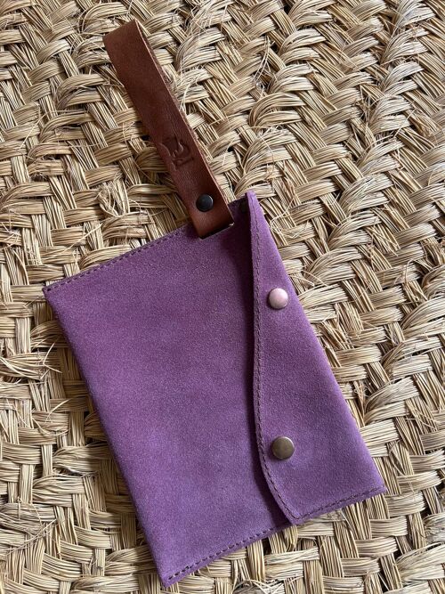 Artisan Clutch bag-Made of 100% Natural suede leather, 1.4mm thick leather- treated against water-it is waterproof. Opplav solnedgang Suede.(Orchid)
