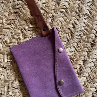Artisan Clutch bag-Made of 100% Natural suede leather, 1.4mm thick leather- treated against water-it is waterproof. Opplav solnedgang Suede.(Orchid)