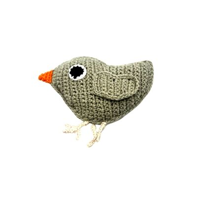 Jouet pour bébé au crochet Petit hochet oiseau - bleu sarcelle