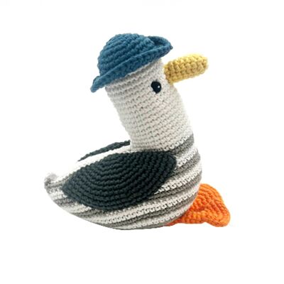 Hochet mouette en crochet pour bébé