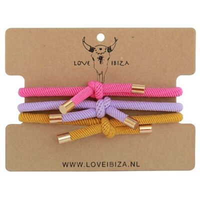 Bracelets set knots bubblegum (SET OF 3 PCS.) 